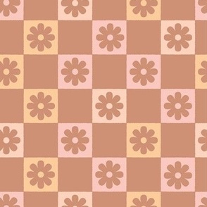 Checkerboard Daisies brown small scale