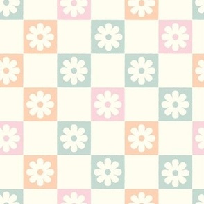 Checkerboard Daisies pastel small scale