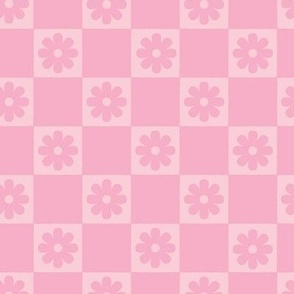 Checkerboard Daisies bright pinks small scale