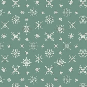 Holiday Winter Snowflakes multidirectional , sage
