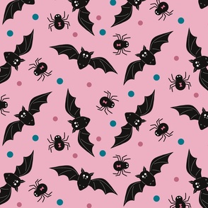 Cute Bats, Spooky Spiders, and Polka Dots Kids Halloween Print