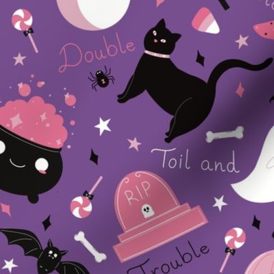 Double Double Toil & Trouble Kids Kawaii Halloween Print