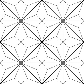 White and Black Art Deco Lined Star Diamond Geometric Tiles 