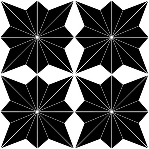 Art Deco Bold Geometric Starburst Black and White Star 