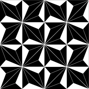 Art Deco Black and White Bold Geometric Pinwheel Triangles 