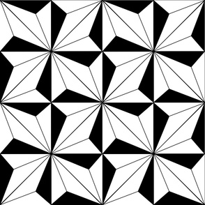 Bold Geometric Art Deco Black and White Pinwheel Triangles 