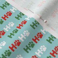 Ho Ho Ho Paw Print - Light Turquoise, Small Scale