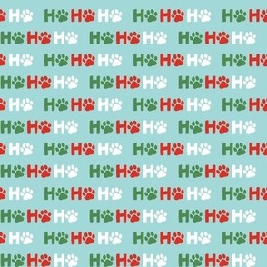 Ho Ho Ho Paw Print - Light Turquoise, Small Scale