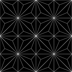 Black and White Art Deco Star Diamond Geometric Tiles