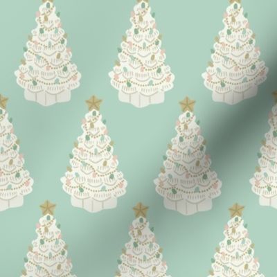 Vintage Christmas Tree - Aqua, Medium Scale