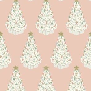 Vintage Christmas Tree - Pink, Medium Scale