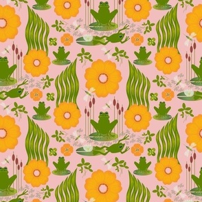 Bullfrog / frog / folk floral / peach