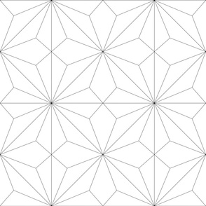 Thin White and Black Art Deco Star Diamond Geometric Tiles 