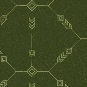 Hexagons and Arrows Olive Green (Large Scale)