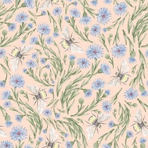 Bee and Thistle Pattern - Pink