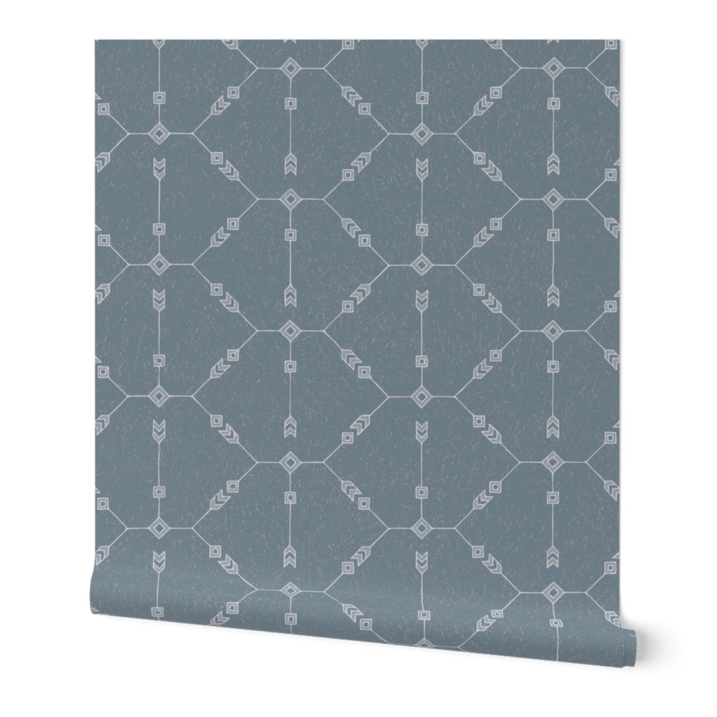 Hexagons and Arrows Slate Gray (Large Scale)