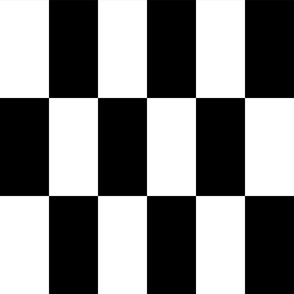large - 3 in wide 6 in long - Elongated long rectangular checkers - classic black and white