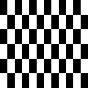 medium - 1 1/2 in x 3 in - Elongated long rectangular checkers - classic black and white