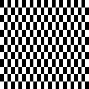 small - 3/4 in x 1 1/2 in - Elongated long rectangular checkers - classic black and white