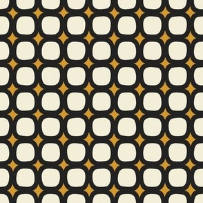 Lava Squares // medium print // Pearl White Retro Shapes on Golden Marquee