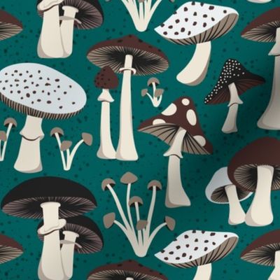 Foraging - Woodland Mushrooms Teal Regular