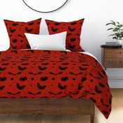 Gothic Black Spooky Love Bats on Red