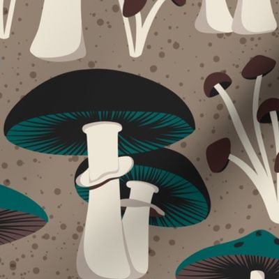 Foraging - Woodland Mushrooms Beige Large