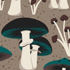 Foraging - Woodland Mushrooms Beige Large