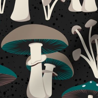Foraging - Woodland Mushrooms Black Large