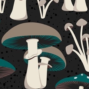Foraging - Woodland Mushrooms Black Large