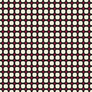 Lava Squares // small print // Pearl White Retro Shapes on Cabaret Crimson