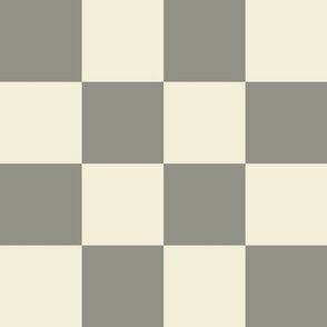 Checkerboard // large print // Mod 80s Retro Contrasting Geometric Checks - Smoky Gray on Creamy White