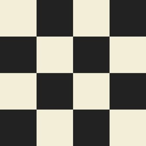 Checkerboard // large print // Mod 80s Retro Contrasting Geometric Checks - Dusty Black on Creamy White