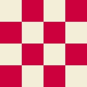 Checkerboard // large print // Mod 80s Retro Contrasting Geometric Checks - Vibrant Red on Creamy White
