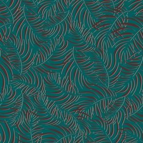 Palm leaves | Chic Foliage - East Fork Night Swim and Molasses - Brown and Teal Colorway - Night Swim BG