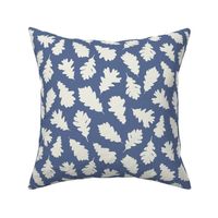 Tossed Oak Leaf Pattern in Soft Blue and White