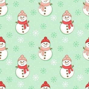 cute snowman on mint green 4 inches