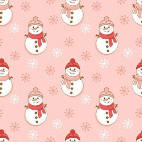 cute snowman on pink 4 inches