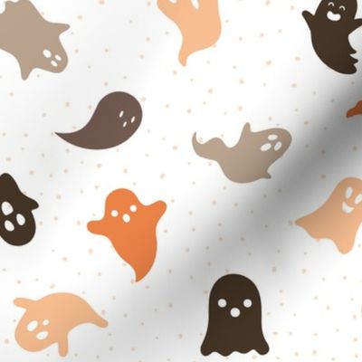 Fall Neutrals Confetti Singing Ghosts Halloween Pattern Print