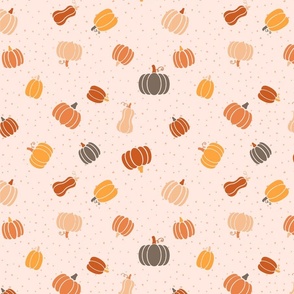 Peach Confetti Pumpkins and Squash Pattern Print