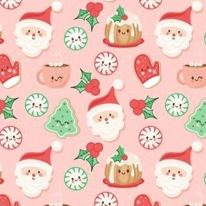 cute kawaii christmas on pink-4 inch