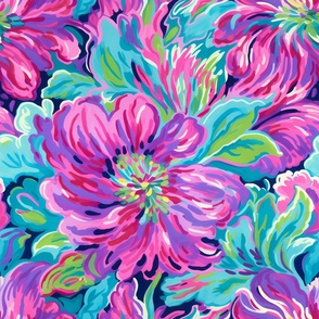 Vibrant floral pattenr with pink-purple flowers
