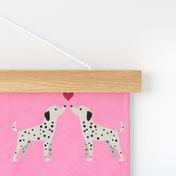 Puppy Love: Valentines Day Dalmatian Dog with Spots on Candy Pink with Red Love Hearts 