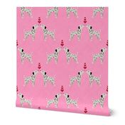 Puppy Love: Valentines Day Dalmatian Dog with Spots on Candy Pink with Red Love Hearts 