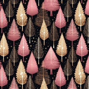 Pink Black and Gold Christmas Trees