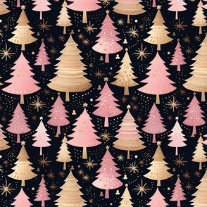Pink Black and Gold Christmas Trees_1