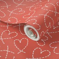 504 $ - tangerine valentines Large scale dashed line red orange curly love hearts tossed non directional for valentines, nursery, sweet baby accessories, children, kids apparel, funky teenager wallpaper