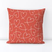 504 $ - tangerine valentines Large scale dashed line red orange curly love hearts tossed non directional for valentines, nursery, sweet baby accessories, children, kids apparel, funky teenager wallpaper