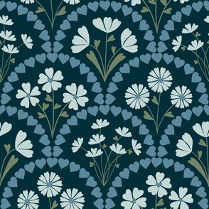 Medium // Josie: Scallop hearts and flowers - Blue