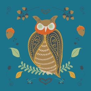 folk owl panel - retro candy palette